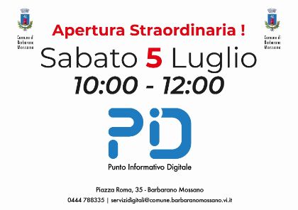 L'ufficio PID apre il SABATO!