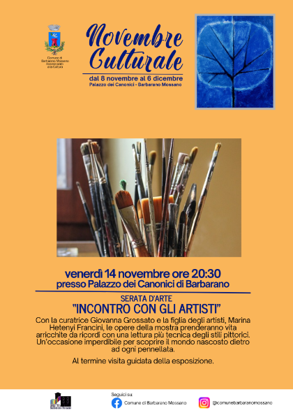 🎨 Novembre Culturale – Serata d’arte “Incontro con gli artisti” 🎨 Novembre Culturale – Serata d’arte “Incontro con gli artisti”