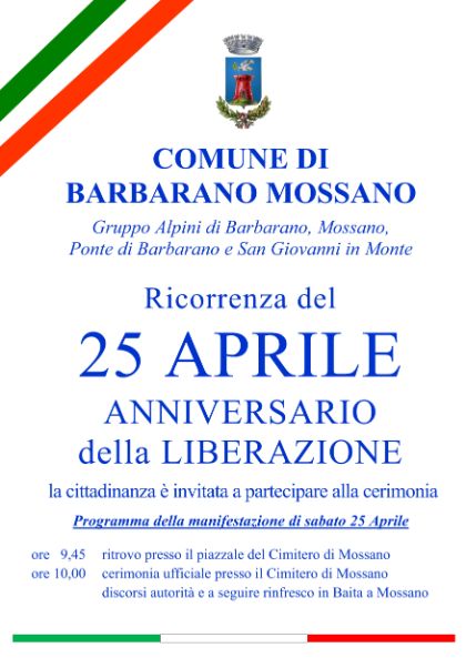 25 aprile – Cerimonia per l’80° Anniversario della Liberazione
