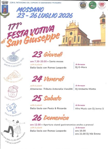 Festa votiva di San Giuseppe 2026