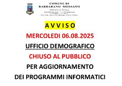 Avviso angrafe chiusa