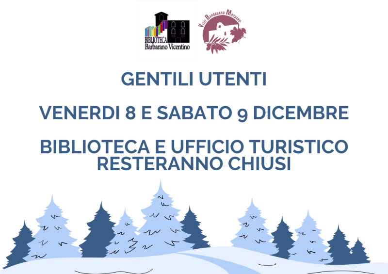 Locandina chiusura Ufficio Turistico e Biblioteca